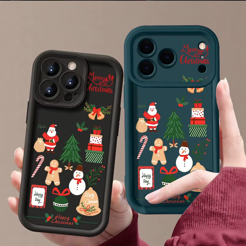 MOESOE Silikon Handyhülle mit Schneemann und Elch Design für iPhone 17 16 15 14 13 12 Pro Max in Blau, stoßfeste TPU Schutzhülle - Bild 3