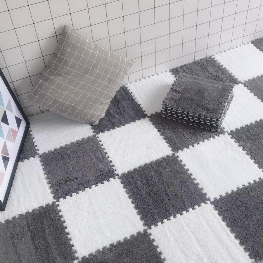 20 Stück DHDH Spleißmatten im Ins-Stil für Wohnzimmer und Schlafzimmer, schmutzabweisend, White-Khaki, B/B: 30 x 30 cm - Bild 3
