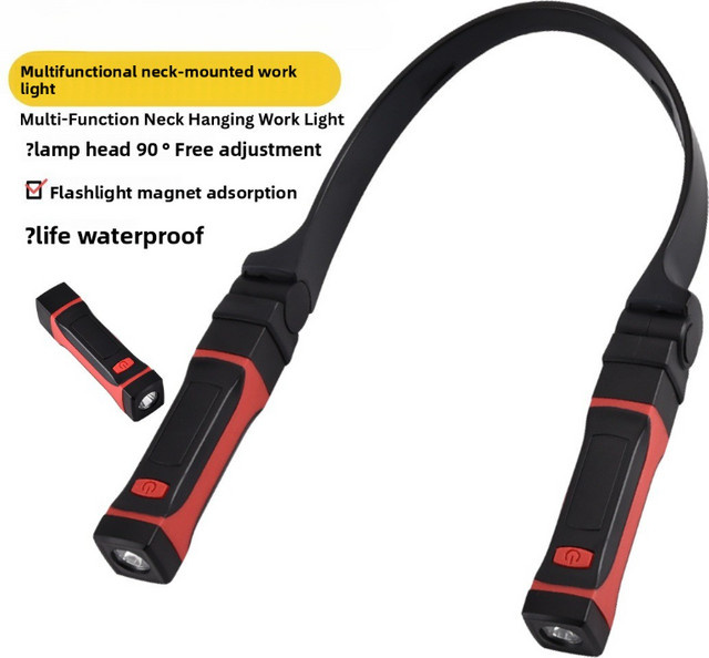 Magnetisches LED Halslicht als Leselicht und Arbeitslicht für Outdoor, Camping und Garten in Schwarz und Rot - Bild 1