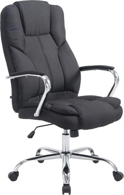 Ergonomischer Bürostuhl DELUKE JUBEL in Schwarz mit Stoffbezug und Chromgestell, B/T/H: 115 x 62 x 70 cm - Bild 1