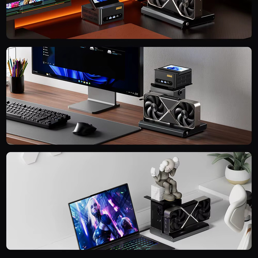 AOOSTAR EG01 EGPU-Dock mit Oculink und Thunderbolt 5 Anschluss für externe Grafikkarten PCIe 4.0x4 Schwarz - Bild 5