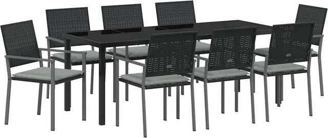 vidaXL Garten Essgruppe 9-teilig aus Poly Rattan und Glas in Schwarz und Anthrazit - Bild 1