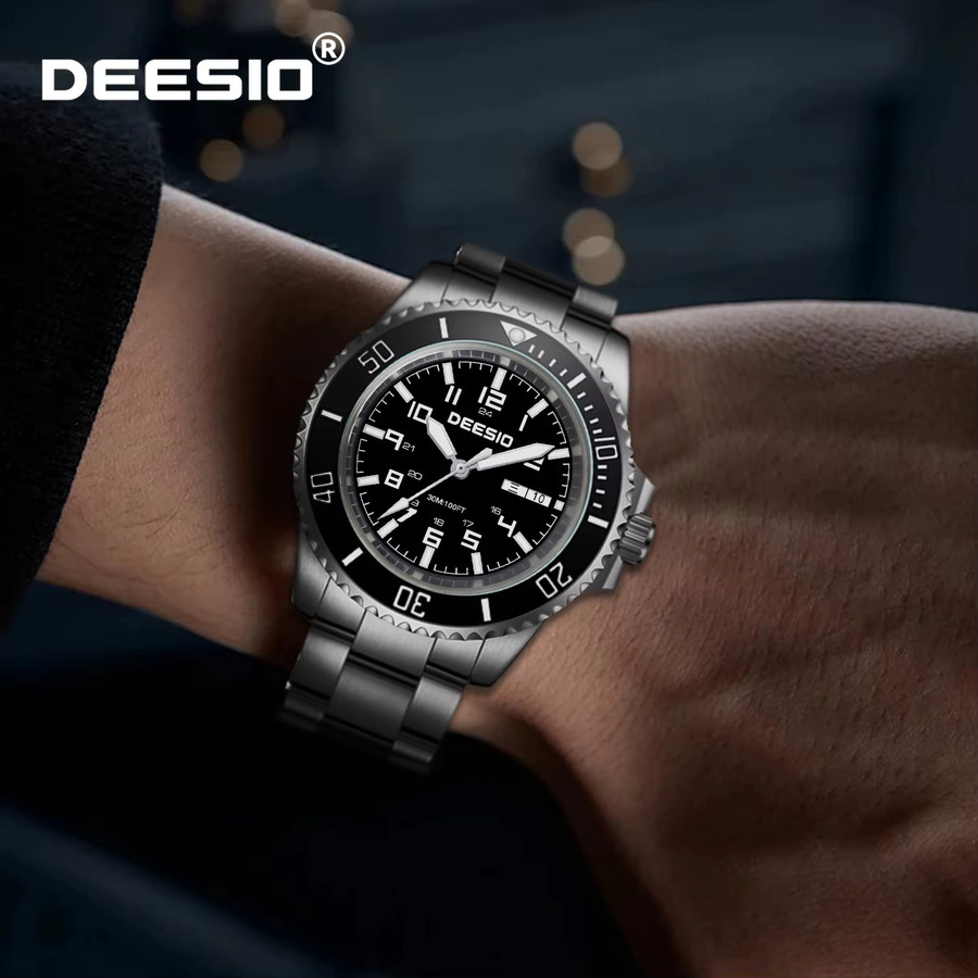 Deesio Automatik-Armbanduhr, Edelstahl, Saphirglas, Herren, Schwarz - Bild 4