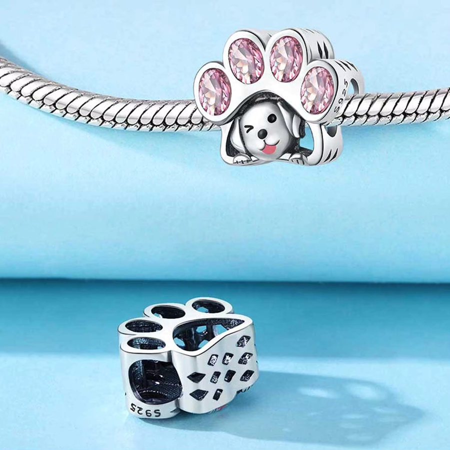 MISEFF Charm-Perlen, Schleifenknoten Welpen, 925 Silber, Damen - Bild 2