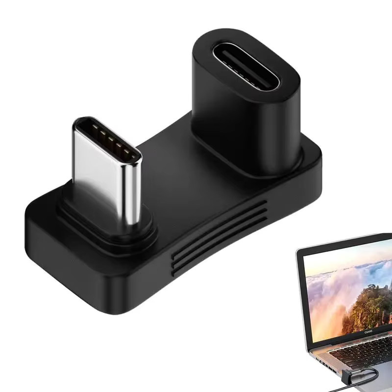 DATA FROG 2-in-1 USB-C-Verlängerungsadapter für Steam Deck, rechtwinkliger Lade- und Daten-Synchronisierungskonverter, Schwarz - Bild 2