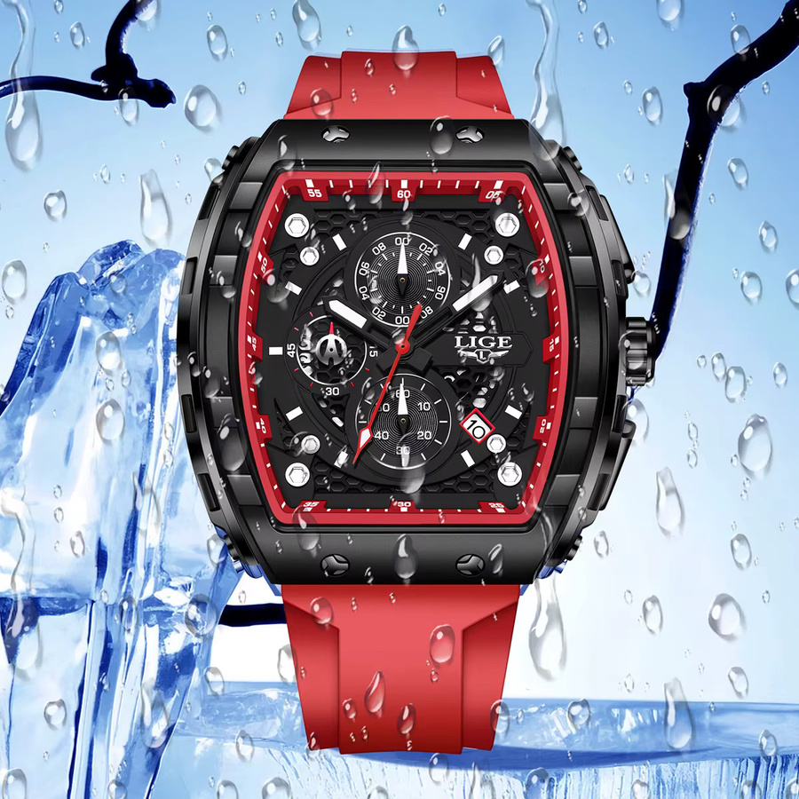 LIGE Chronograph Armbanduhr, Quarz, Schwarz, Edelstahl, Herren - Bild 2