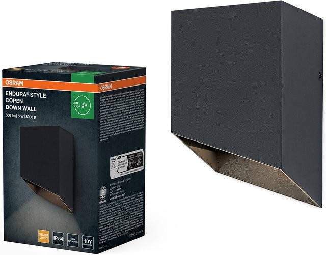 Osram LED Außenwandleuchte in Dunkelgrau, 5 W, 320 lm, Warmweiß 3000 K, IP54, 75 Grad Abstrahlwinkel - Bild 1