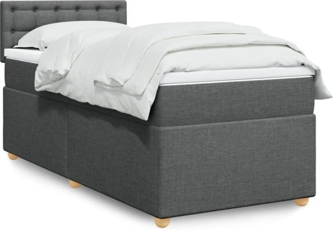 vidaxl Boxspringbett mit Matratze aus Stoff in Anthrazit Grau, B/T/H: 190 x 100,5 x 90 cm - Bild 1