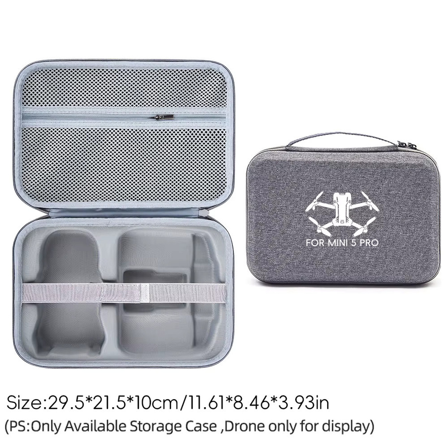 VYOPBC Aufbewahrungstasche für DJI Mini 5 Pro Drohne in Grau mit Platz für Dual-Akku und Fernbedienung - Bild 4