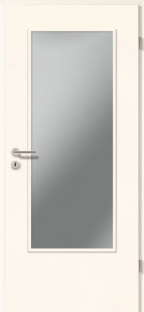 GetaDoor Zimmertür CPL Weiß in RAL 9010 mit Glas und Holzdekor, Rechtsanschlag, B: 86,0 cm, H: 198,5 cm - Bild 1