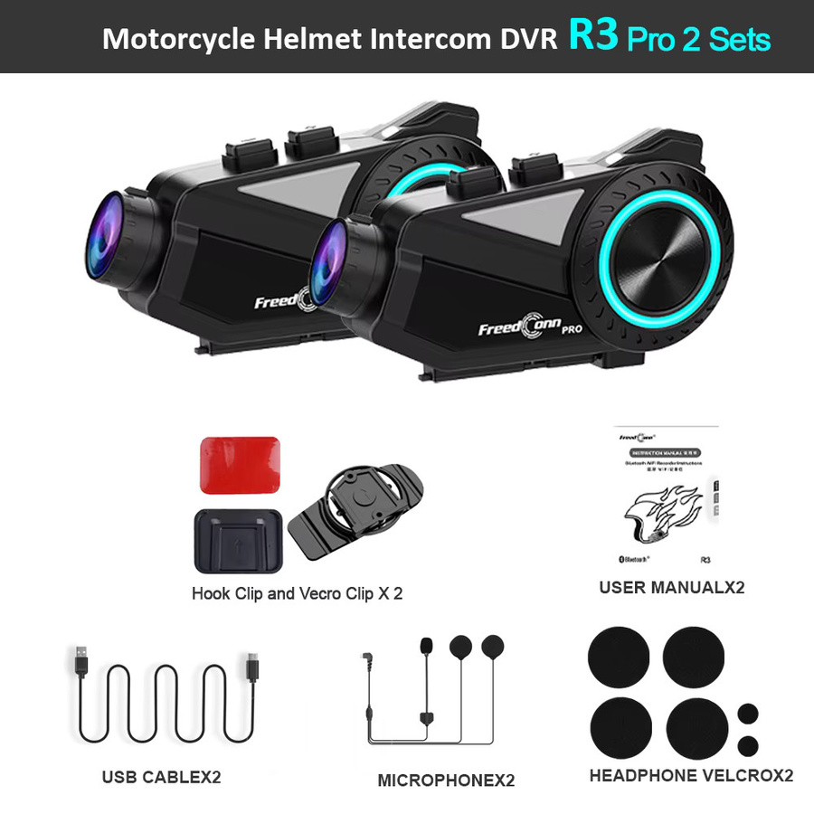 Freedconn Kabelloses Motorrad-Intercom mit DVR Dashcam, WiFi und App-Steuerung, Schwarz - Bild 5