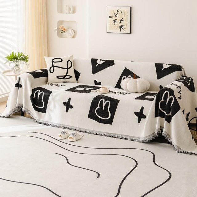 Universal Sofabezug aus Chenille in Weiß, kratzfester Sofadecke für alle Jahreszeiten, Breite: 180 cm, Tiefe: 130 cm - Bild 1