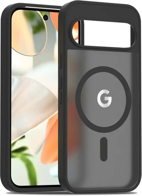Magnetische kabellose Ladehülle für Google Pixel 10, 9 und 9 Pro XL, mattiertes TPU und PC Gehäuse mit Anti-Drop-Schutz, transparent, lila, schwarz - Bild 1