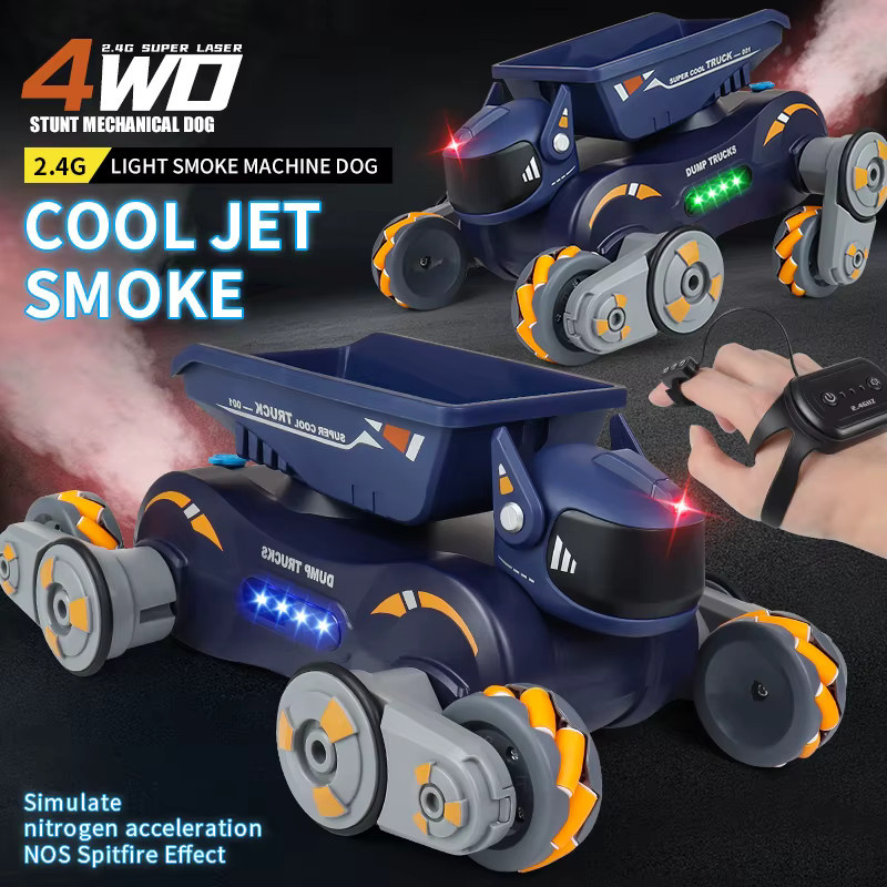 CONUSEA Roboterhund Rc Stunt-Auto mit Lichtern und Spray, Orange - Bild 2