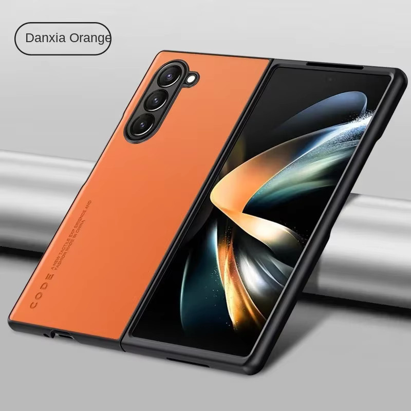 Stoßfeste Samsung Galaxy Z Fold 7 6 5 4 3 5G Handyhülle aus Kohlefaser und PU-Leder in Lila - Bild 2