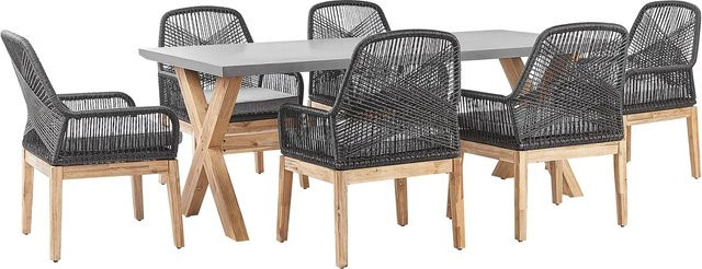 Beliani Gartentisch Set Olbia in Hellgrau, B/T/H: 200 x 100 x 89 cm - Bild 1