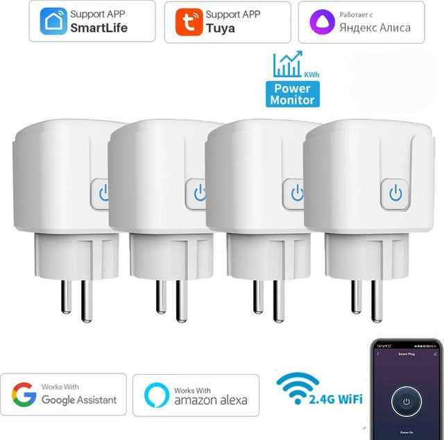Tuya Smart Plug WiFi mit Power Monitor und Timing Funktion, EU Steckdose 16A/20A, Farbe: Weiß, Steuerung über Tuya Smart oder Leben App, kompatibel mit Alexa und Google Home - Bild 1