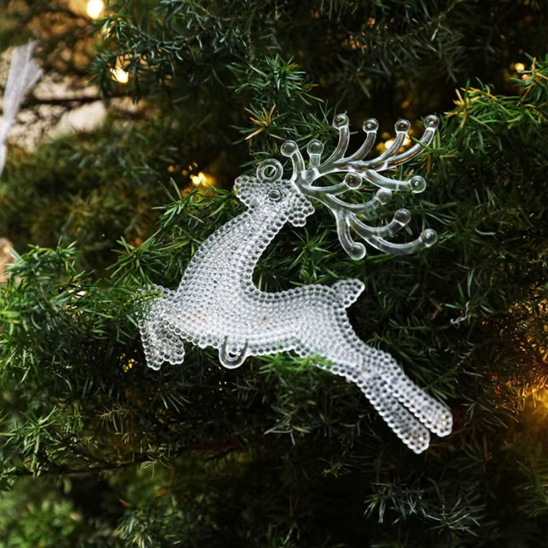 4er-Set Weihnachtsbaum-Rentier-Hängeornamente aus transparentem Kunststoff für deine Weihnachtsdekoration - Bild 5