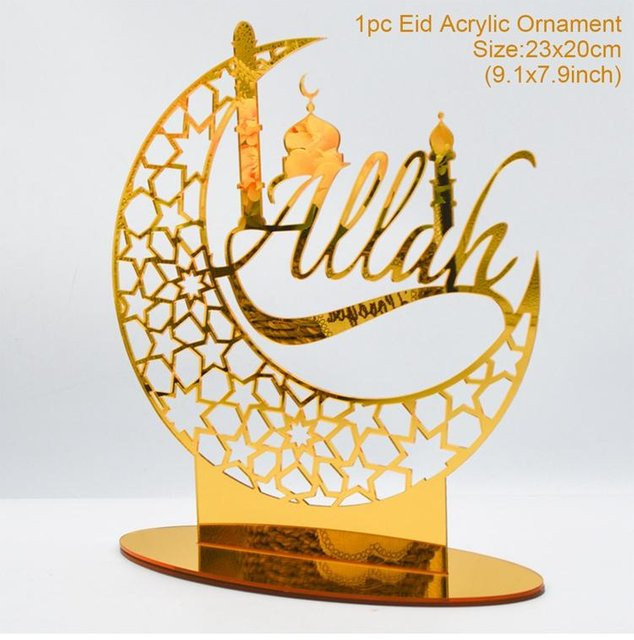 Yiran Furniture Eid Mubarak Ornamente Ramadan Dekoration in Gold mit Mond-Motiv für Islamische Feste und Ramadan Kareem - Bild 1