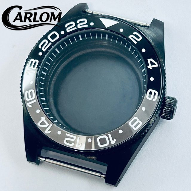 Carloms Uhrengehäuse Schwarz PVD, 40 mm, Keramik Aluminium Lünette - Bild 1