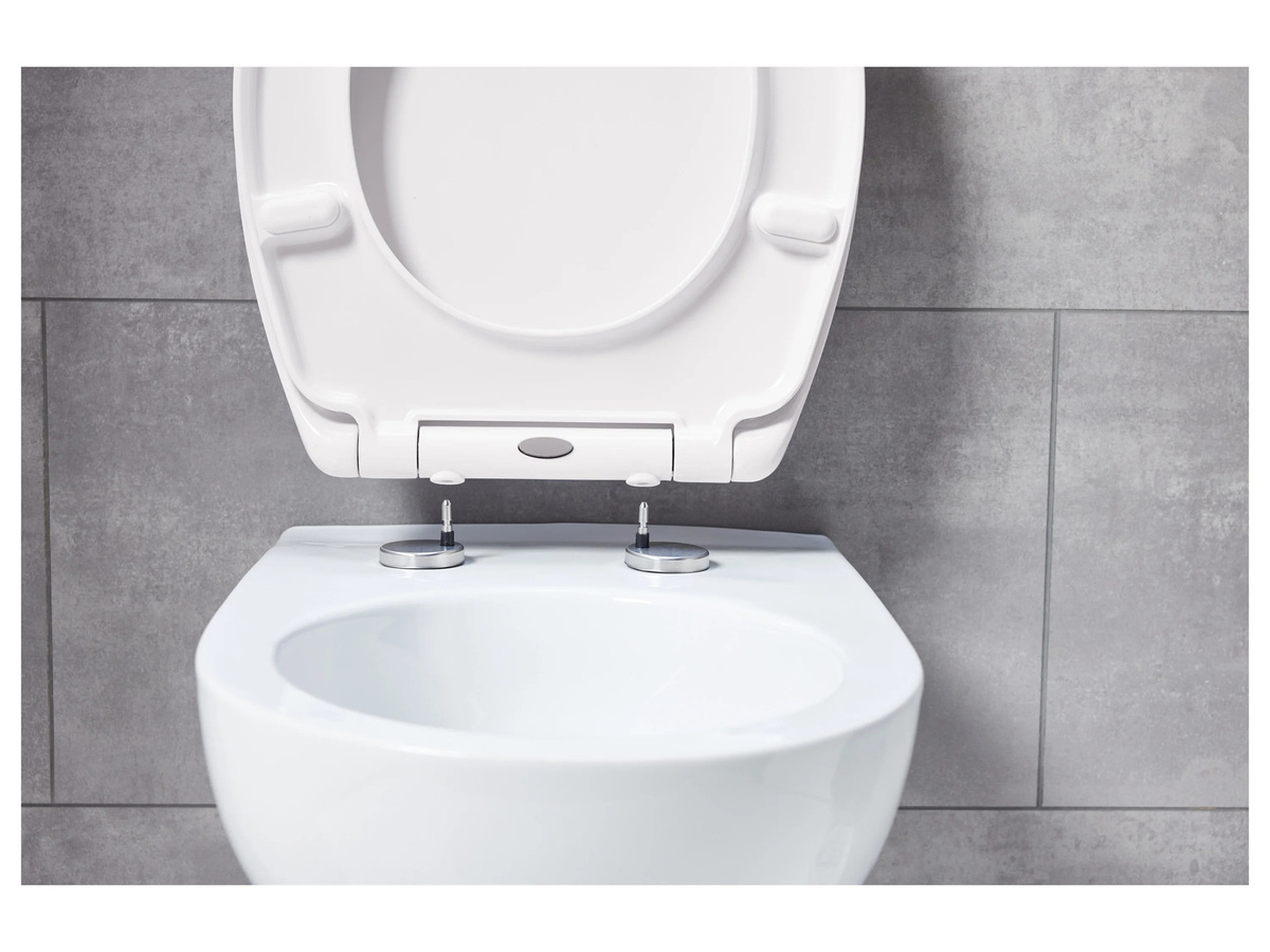 LIVARNO HOME WC-Sitz aus Duroplast in Weiß mit Click-System und Quick-Release-Funktion, oval, B/T/H: 44,6 x 37,0 x 1,85 cm - Bild 1