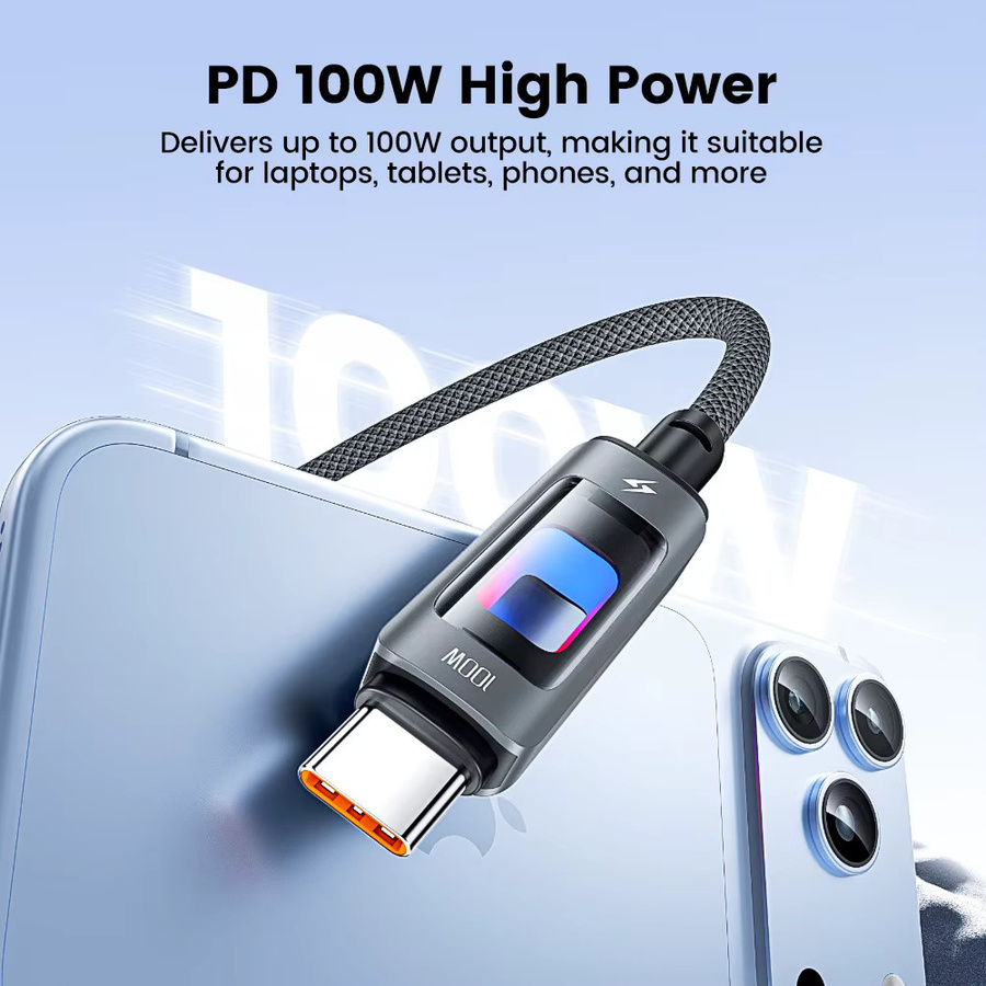 Toocki USB C auf USB C Kabel PD 100 W Schnellladekabel mit E-Marker Chip, Schwarz - Bild 2