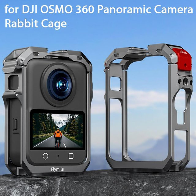 DJI Osmo 360 Metallkäfigrahmen aus Aluminiumlegierung in Grau mit Objektivschutzkappe und Action-Kamera-Montageschale inklusive Kaltzuhschuh - Bild 1