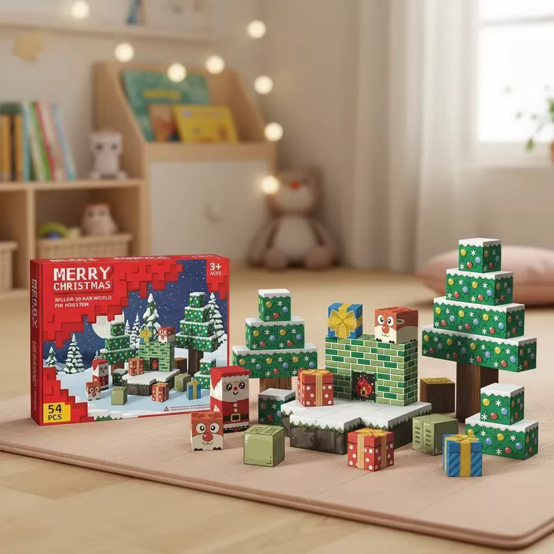 HUATEC Magnetische Blöcke, Weihnachten, 54-teiliges Set, ab 3 Jahre - Bild 3