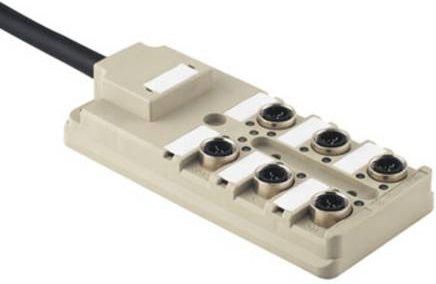 Weidmüller SAI-8-F 3P IDC PUR Sensor/Aktorbox passiv M12-Verteiler mit Metallgewinde, Grau, 10 m - Bild 1