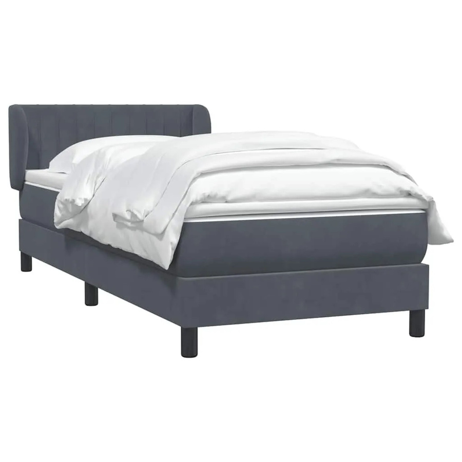 vidaXL Boxspringbett mit Matratze aus Samt in Dunkelgrau, B/T/H: 80 x 210 x 78 cm - Bild 2