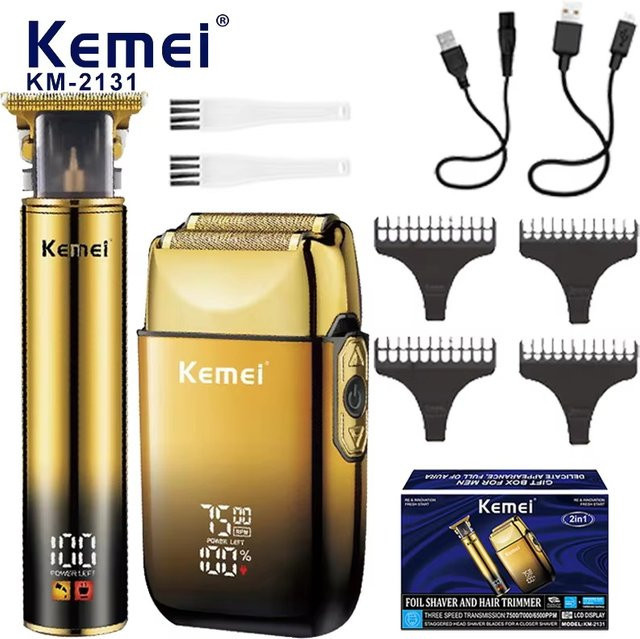 Kemei Haarschneider-Set, Elektrorasierer und Bartschneider, Gold, Herren - Bild 1