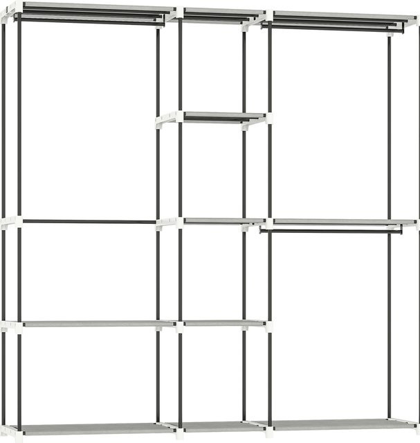 HOMCOM Kleiderschrank Garderobe mit 8 Stoffregalen und Kleiderstangen in Hellgrau, B/T/H: 120 x 43 x 185 cm - Bild 1