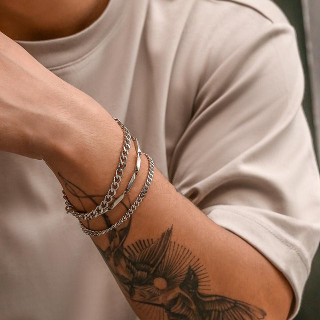 KunJoe Armband Set, Edelstahl, Silber, Herren, Unisex - Bild 1