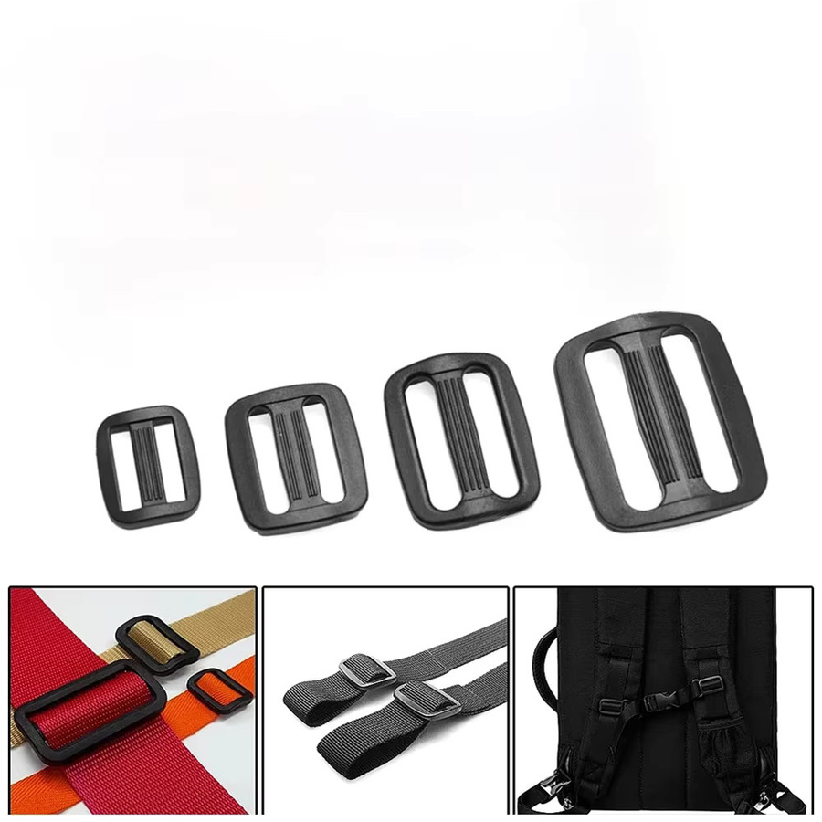 10er Packung HSDOUBLE Kunststoff Gurtband Schnallen Set mit Curve Slider Tri-Glide und Tri-Ring in Schwarz, Größen 15 bis 50 mm - Bild 6