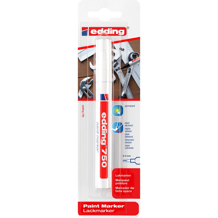 Edding 750 Paint Marker Permanent Lackmarker Weiß mit 2 mm und 4 mm Spitze - Bild 2