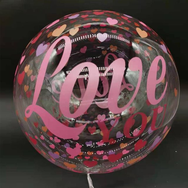 Transparent Bobo Ballon mit Herz-Aufdruck von PartiesTour für Hochzeit, Geburtstag und Valentinstag, Durchmesser: 50,8 cm - Bild 1