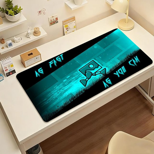 Farren Geometry Dash Mauspad für Gamer, rutschfest, Blau, B/T/H: 80 x 40 x 0,2 cm - Bild 1