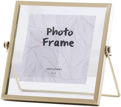 CosyHome Fotorahmen-Display aus Glas und Metall in Weiß für die Tischdekoration, quadratisch, 10,16 cm
