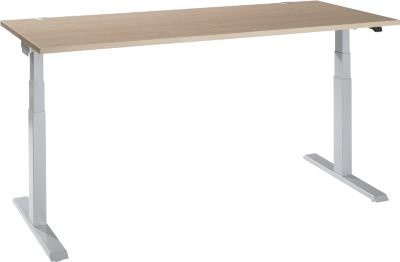 Schäfer Shop Select Schreibtisch ERGO-T 2.0, elektrisch höhenverstellbar, Rechteck, T-Fuß, Eiche-Dekor/weißaluminium, B: 180 cm, T: 80 cm, H: 64-130 cm - Bild 1