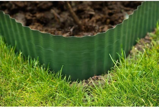 NATUR Grüner Grasrand aus Polyethylen, Höhe: 15 cm, Länge: 9 m - Bild 1