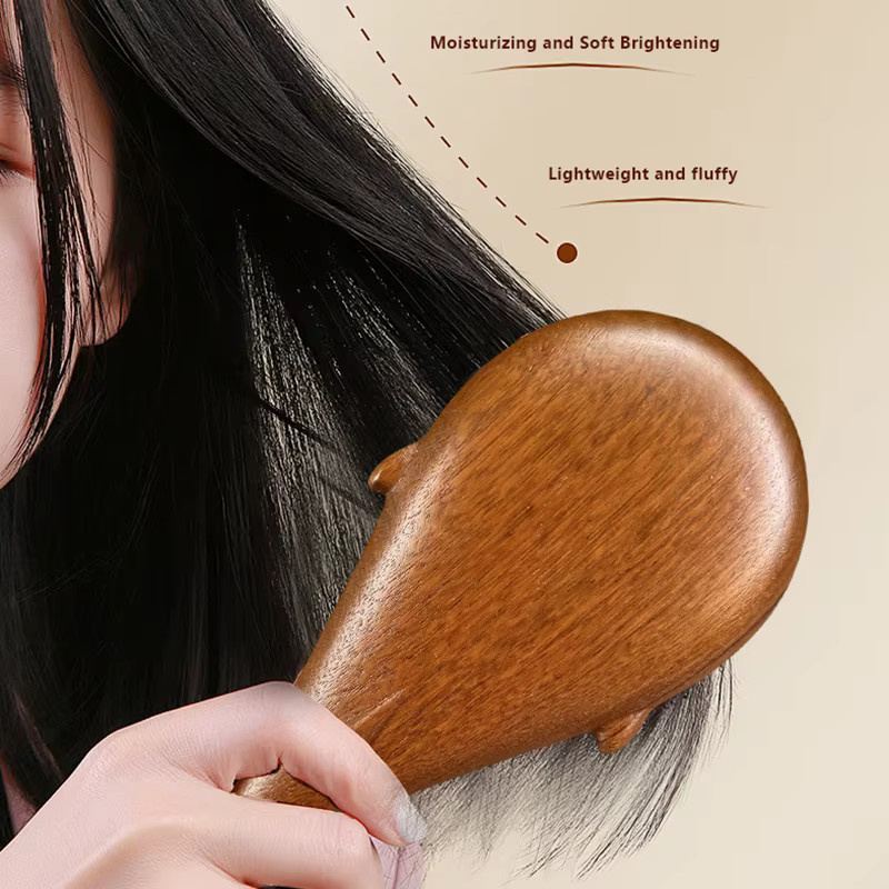 Massagebürste Rundzahn Airbag Kamm aus Holz, Unisex - Bild 4