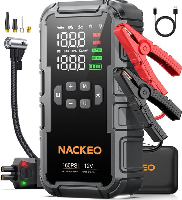 BSMOOM Kabelloser Auto-Starthilfe-Booster mit 1500A Peak, Tragbarer Notfall-Batterie-Booster und Powerbank in Schwarz - Bild 1
