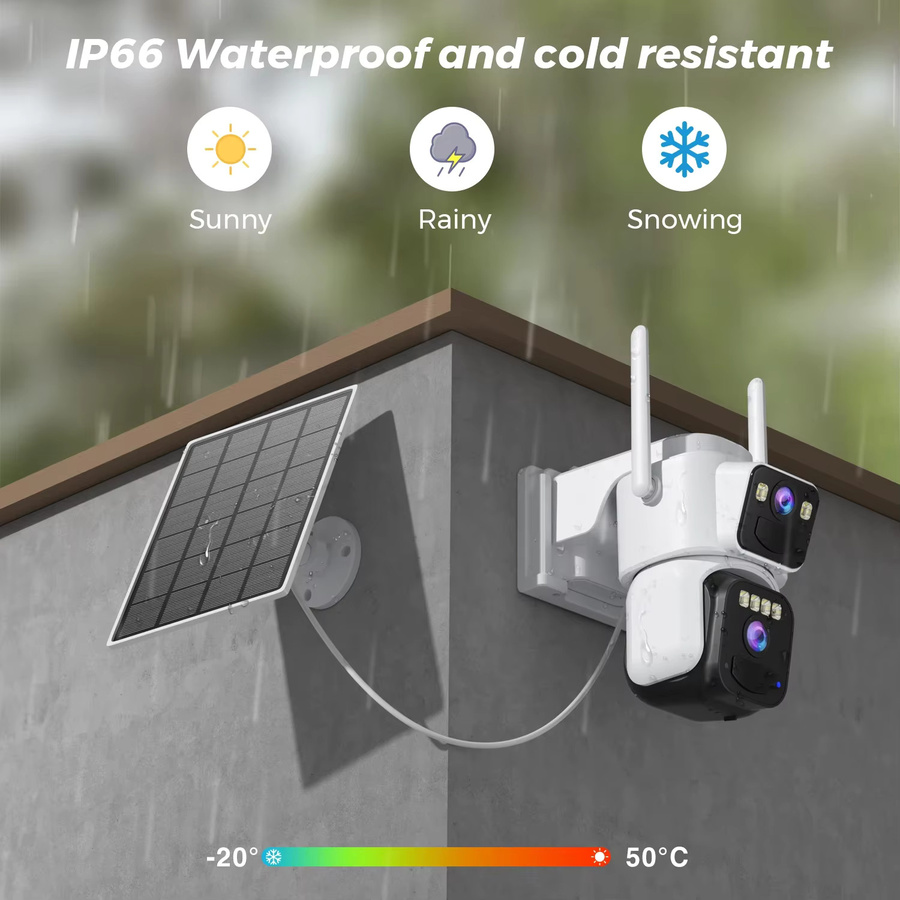 BESDER 4K Solar Wireless IP Kamera mit 8MP Dual Objektiv, 7800mAh Akku, WiFi Outdoor Sicherheit Kamera in Weiß - Bild 5