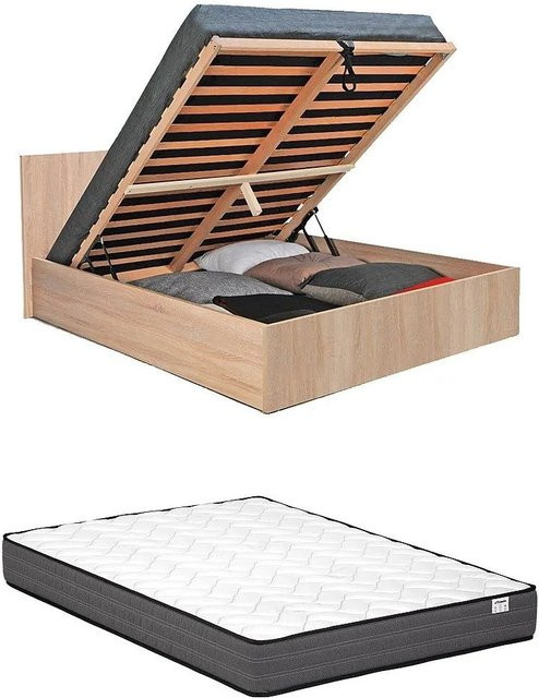 Elphege Bett mit Bettkasten in Beige Naturfarben, B: 160 cm, L: 200 cm - Bild 1