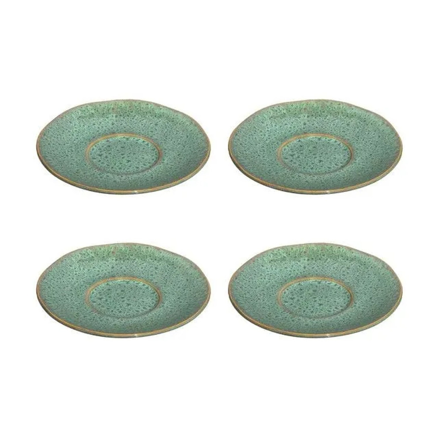 Leonardo Matera Kaffeeuntertassen aus Keramik, 4er Set, Grün, Durchmesser: 15 cm - Bild 2