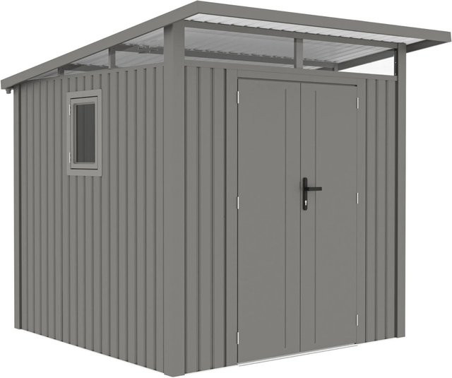 Osoltus Metall Gerätehaus Klara mit Fenster und Pultdach, Grau, B/T/H: 225 x 190 x 223 cm - Bild 1