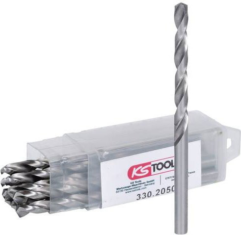 KS Tools HSS-G Metall-Spiralbohrer Set, Farbe Silber, 10er Pack, Durchmesser: 5 mm - Bild 1