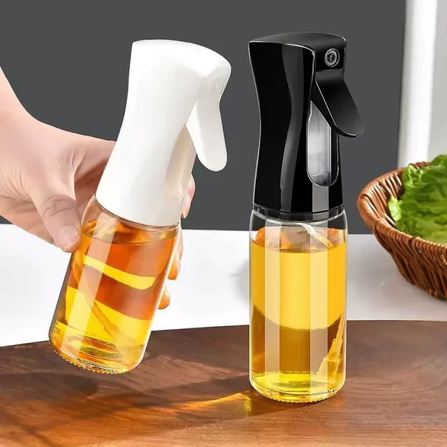 XMSJ Öl-Sprühflasche aus Glas in Schwarz mit 200 ml Füllmenge für Küche, BBQ und Camping - Bild 1