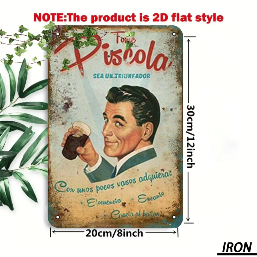 Vintage Metall-Blechschild CIFBUY Piscora Retro Werbe-Banner für die Garage, B: 20,32 cm, H: 30,48 cm, Mehrfarbig - Bild 2