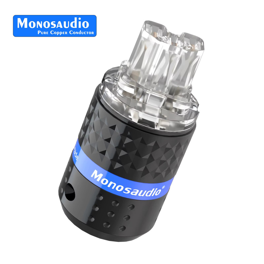 Monosaudio Netzkabelstecker aus reinem Kupfer E103F103 EU-Stecker mit IEC320 C15 Anschluss in Schwarz für Audio-DIY-Stromkabel - Bild 3
